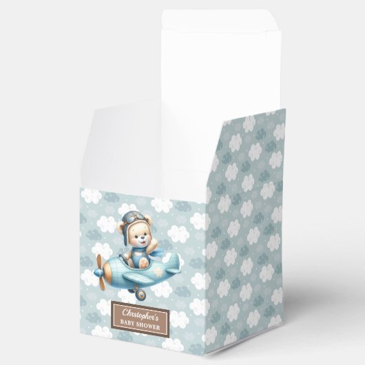 Schattigee teddybeer piloot Blue Baby Party gunstb Bedankdoosjes (Geopend)