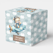 Schattigee teddybeer piloot Blue Baby Party gunstb Bedankdoosjes (Achterkant)