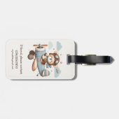 Schattigee teddybeer piloot gepersonaliseerd bagagelabel (Achterkant horizontaal)