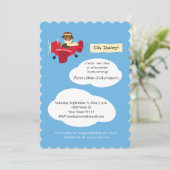 Schattigee teddybeer piloot vliegtuig genderneutra kaart (Staand voorkant)