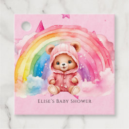 Schattigee teddybeer regenboog meisje Baby shower Bedankjes Labels