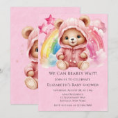 Schattigee teddybeer regenboog meisje Baby shower Kaart (Voorkant / Achterkant)