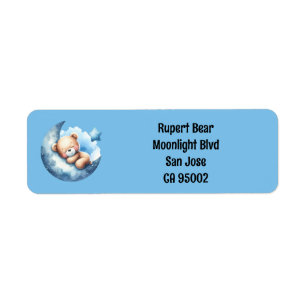 Schattigee teddybeer retouradres label