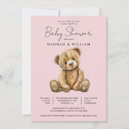 Schattigee teddybeer roze baby meisje Baby shower Kaart