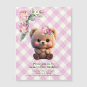 Schattigee teddybeer roze gingham floral Baby show (Voorkant)