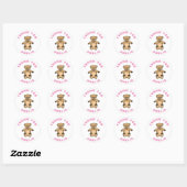 Schattigee Teddybeer Roze Kids Verjaardag Dank u Ronde Sticker (Vel)