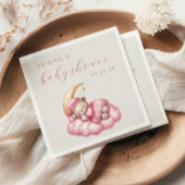 Schattigee teddybeer roze maan meisje Baby shower Servet