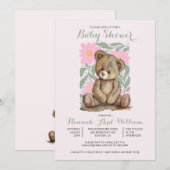 Schattigee teddybeer roze meisje Baby shower Kaart (Voorkant / Achterkant)