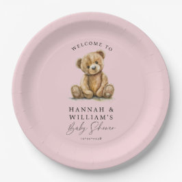 Schattigee teddybeer roze meisje Baby shower Papieren Bordje