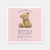 Schattigee teddybeer roze meisje Baby shower Servet (Voorkant)