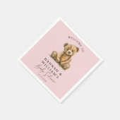 Schattigee teddybeer roze meisje Baby shower Servet (Hoek)