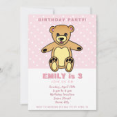 Schattigee teddybeer roze polka dot meisje verjaar kaart (Voorkant)