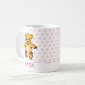 Schattigee Teddybeer Roze Stippen met Naam Kind Koffiemok (Voorkant links)