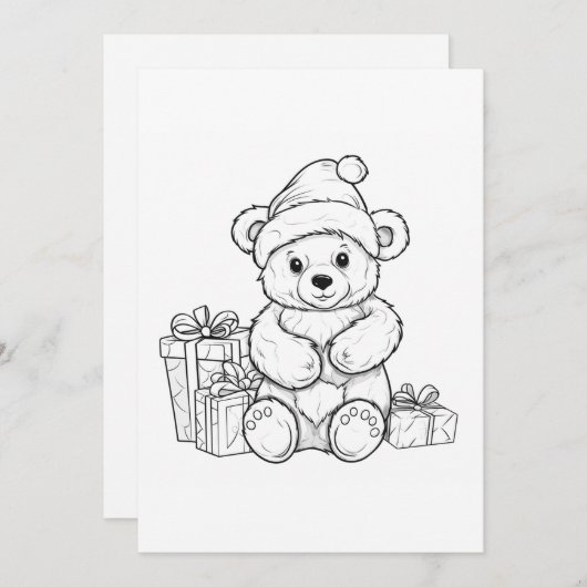 Schattigee teddybeer Santa Kinder kleurstof kerst Feestdagenkaart (Voorkant / Achterkant)