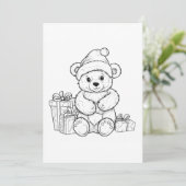 Schattigee teddybeer Santa Kinder kleurstof kerst Feestdagenkaart (Staand voorkant)