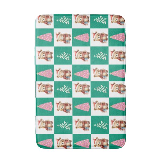 Schattigee teddybeer sinterklaas kerstboom feest badmat (Voorkant Verticaal)