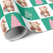 Schattigee teddybeer sinterklaas kerstboom feest cadeaupapier (Rol Hoek)