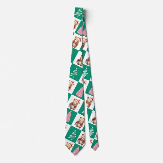 Schattigee teddybeer sinterklaas kerstboom feest stropdas (Voorkant)
