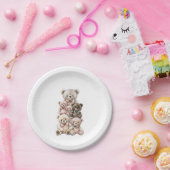 Schattigee teddybeer stapel pastel papieren bordje (Feest)