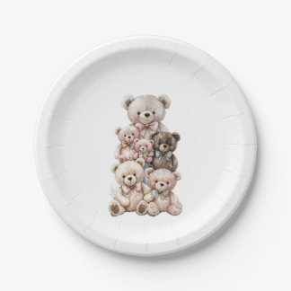 Schattigee teddybeer stapel pastel papieren bordje