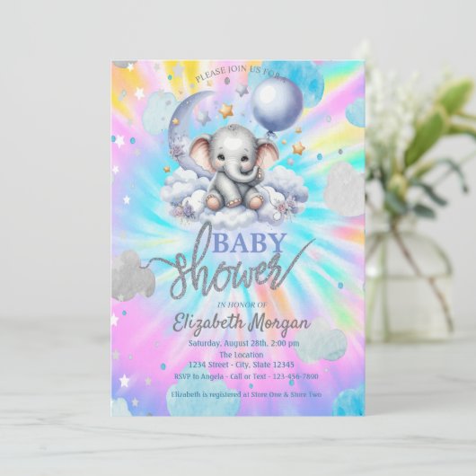 Schattigee teddybeer sterren wolken das dye Baby s Kaart (Staand voorkant)