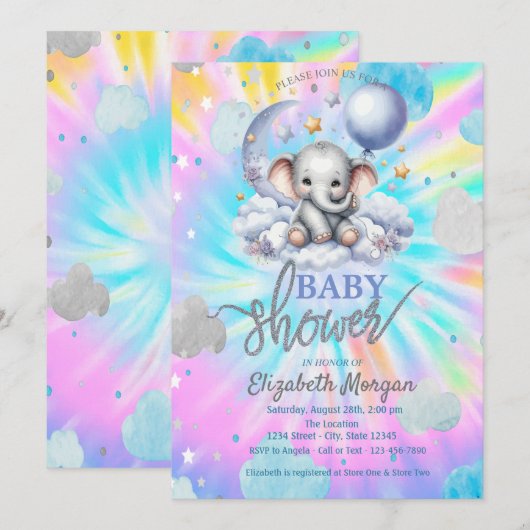 Schattigee teddybeer sterren wolken das dye Baby s Kaart (Voorkant / Achterkant)