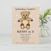 Schattigee teddybeer tekening beige jongen meisje  kaart (Staand voorkant)