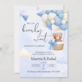 Schattigee teddybeer uitnodiging ballon Baby showe (Voorkant)