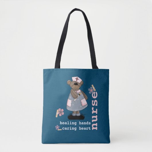 Schattigee teddybeer verpleegkundige waardering ca tote bag (Voorkant)
