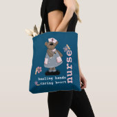 Schattigee teddybeer verpleegkundige waardering ca tote bag (Dichtbij)