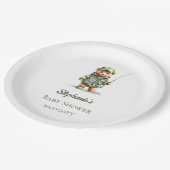 Schattigee teddybeer visser Oh Boy Baby shower Papieren Bordje (Gekanteld)