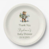 Schattigee Teddybeer Visser Reel Opgewonden Baby s Papieren Bordje (Voorkant)