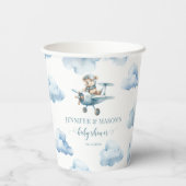 Schattigee teddybeer vliegtuigbaby boy douche Papi Papieren Bekers (Achterkant)