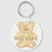 Schattigee teddybeer Waterverf aangepaste naam Sleutelhanger (Achterkant)