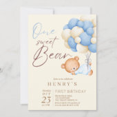 Schattigee teddybeer Waterverf Boy 1e verjaardagsf Kaart (Voorkant)