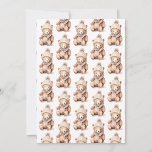 Schattigee teddybeer winteruitnodiging kaart (Achterkant)