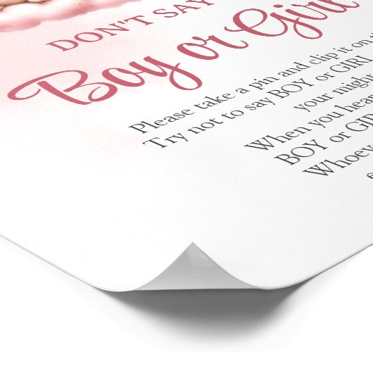 Schattigee teddybeer wolk negen Don't Say Boy of G Poster (Hoek)