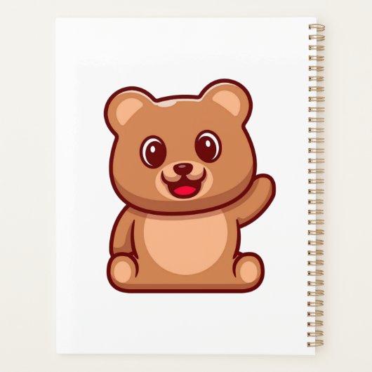 Schattigee teddybeer zwaaiende hand planner (Achterkant)