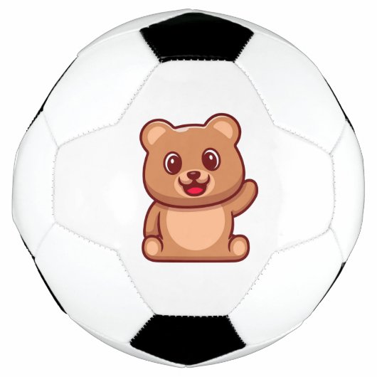 Schattigee teddybeer zwaaiende hand voetbal (Voorkant)
