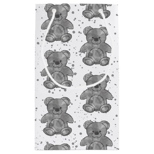 Schattigee Teddybeer Zwart-wit Custom Klein Cadeauzakje (Achterkant)