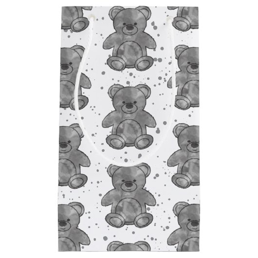 Schattigee Teddybeer Zwart-wit Custom Klein Cadeauzakje (Voorkant)