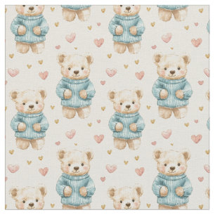 Schattigee teddyberen in blauwe truien stof
