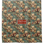 Schattigee  teddyberen kerstcadeau gordijn (Voorkant)