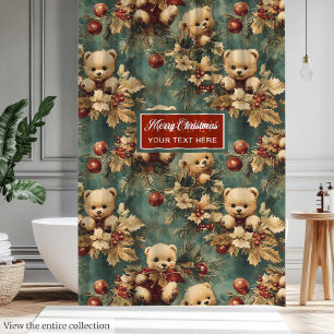 Schattigee teddyberen kerstcadeau gordijn