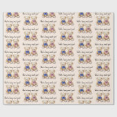 Schattigee Teddyberen, Meisje & Jongen Tweeling Ba Cadeaupapier (Vlak)