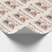 Schattigee Teddyberen, Meisje & Jongen Tweeling Ba Cadeaupapier (Hoek)