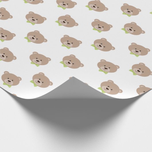 SCHATTIGEE TEDDYBEREN MET GROENE BOWTIES CADEAUPAPIER (Hoek)