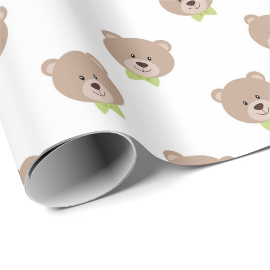 SCHATTIGEE TEDDYBEREN MET GROENE BOWTIES CADEAUPAPIER (Rol Hoek)