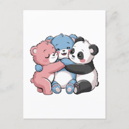 Schattigee teddyberen met panda briefkaart