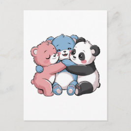 Schattigee teddyberen met panda briefkaart